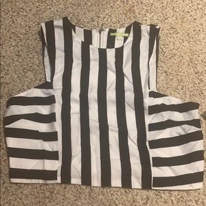 Black and white striped work top